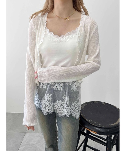 PHILLY（フィリー）の「【PHILLY】ヘムレースキャミソール（キャミソール・レディース・ホワイト/ブラック・FREE）」の4枚目の写真