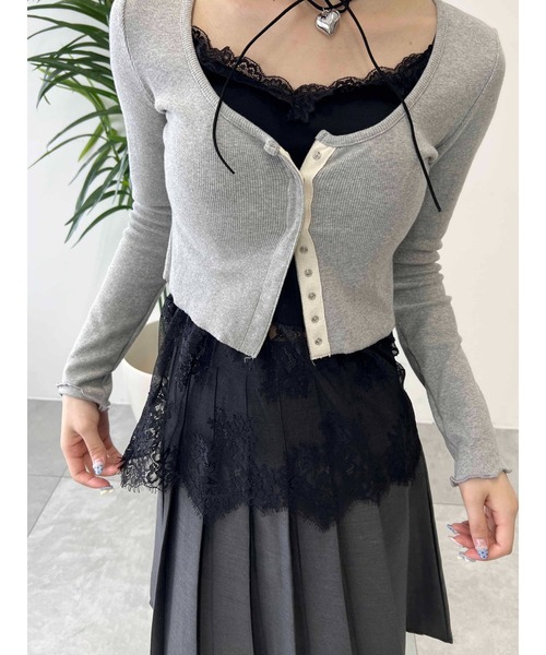 PHILLY（フィリー）の「【PHILLY】ヘムレースキャミソール（キャミソール・レディース・ホワイト/ブラック・FREE）」の3枚目の写真