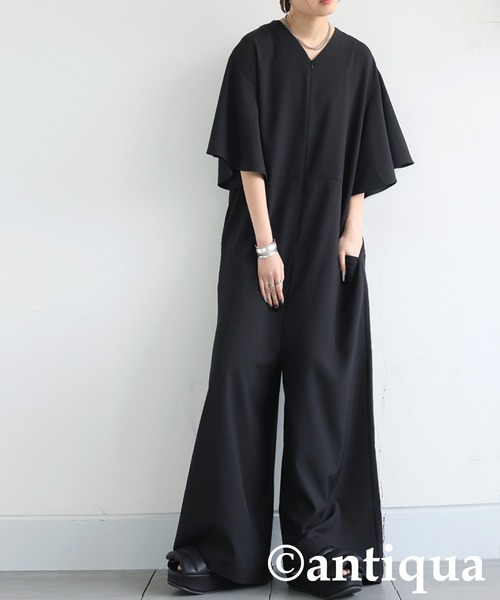 antiqua(アンティカ)の「ワイドオールインワン(サロペット/オーバーオール・レディース・ブラック/カーキブラウン・P/R)」の12枚目の写真