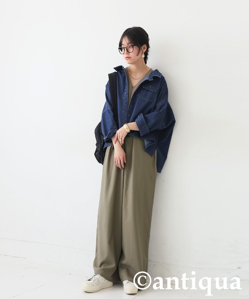 antiqua(アンティカ)の「ワイドオールインワン(サロペット/オーバーオール・レディース・ブラック/カーキブラウン・P/R)」の7枚目の写真