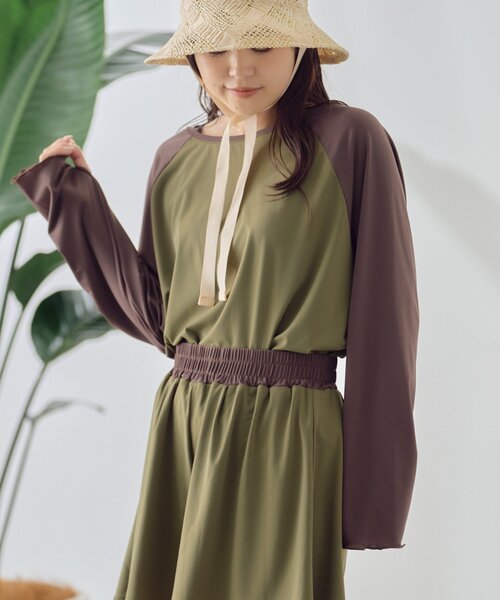 WEB限定】バックリボンラグランスリーブラッシュガード（ラッシュ