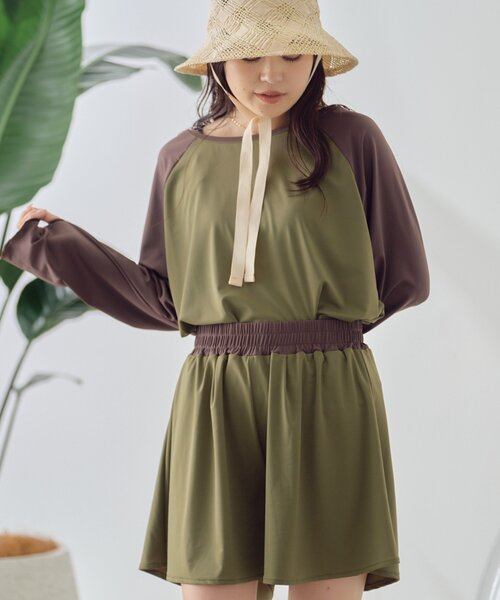 CIAOPANIC TYPY(チャオパニックティピー)の「【WEB限定】バックリボンラグランスリーブラッシュガード(ラッシュガード・レディース・カーキ/モカ/ベージュ・MEDIUM/LARGE)」の19枚目の写真