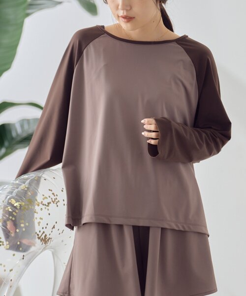 WEB限定】バックリボンラグランスリーブラッシュガード（ラッシュ