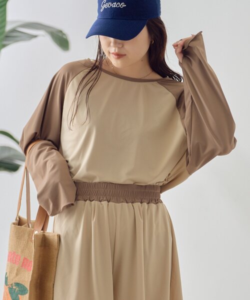 WEB限定】バックリボンラグランスリーブラッシュガード（ラッシュ