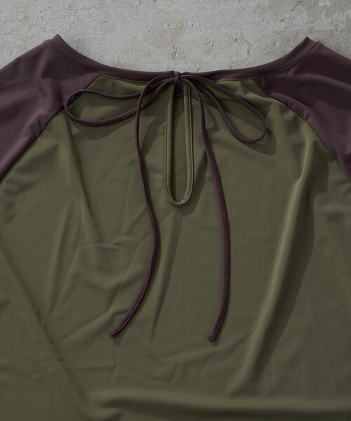 CIAOPANIC TYPY(チャオパニックティピー)の「【WEB限定】バックリボンラグランスリーブラッシュガード(ラッシュガード・レディース・カーキ/モカ/ベージュ・MEDIUM/LARGE)」の9枚目の写真