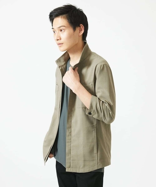 MK MICHEL KLEIN HOMME （エムケーミッシェルクランオム）の「【洗える】 リネンタッチミリタリー七分袖シャツ（シャツ/ブラウス・メンズ・カーキ/ライトグレー・46/48/51）」の6枚目の写真