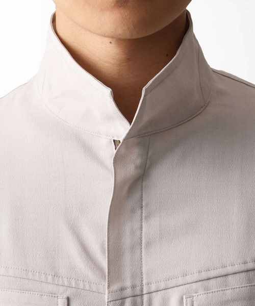 MK MICHEL KLEIN HOMME （エムケーミッシェルクランオム）の「【洗える】 リネンタッチミリタリー七分袖シャツ（シャツ/ブラウス・メンズ・カーキ/ライトグレー・46/48/51）」の15枚目の写真