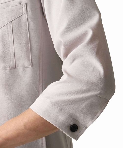 MK MICHEL KLEIN HOMME （エムケーミッシェルクランオム）の「【洗える】 リネンタッチミリタリー七分袖シャツ（シャツ/ブラウス・メンズ・カーキ/ライトグレー・46/48/51）」の16枚目の写真