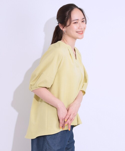 DRESKIP（ドレスキップ）の「【洗える/S-LL】洗濯後しわになりにくい 5分袖スキッパーブラウス（シャツ/ブラウス・レディース・チャコールグレー/グレー系その他/イエロー系その他/ブルー系その他4/ライトベージュ/ブラック系1/ホワイト系5/ブルー・01/04/03/02）」の10枚目の写真