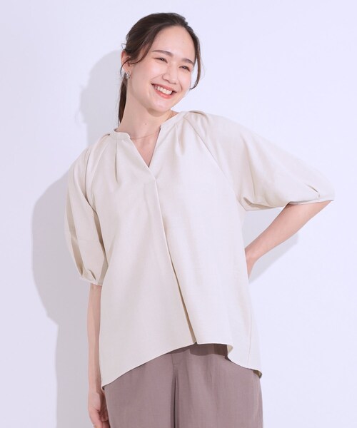 DRESKIP（ドレスキップ）の「【洗える/S-LL】洗濯後しわになりにくい 5分袖スキッパーブラウス（シャツ/ブラウス・レディース・チャコールグレー/グレー系その他/イエロー系その他/ブルー系その他4/ライトベージュ/ブラック系1/ホワイト系5/ブルー・01/04/03/02）」の13枚目の写真