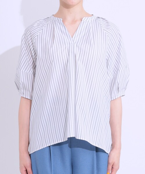 DRESKIP（ドレスキップ）の「【洗える/S-LL】洗濯後しわになりにくい 5分袖スキッパーブラウス（シャツ/ブラウス・レディース・チャコールグレー/グレー系その他/イエロー系その他/ブルー系その他4/ライトベージュ/ブラック系1/ホワイト系5/ブルー・01/04/03/02）」の21枚目の写真