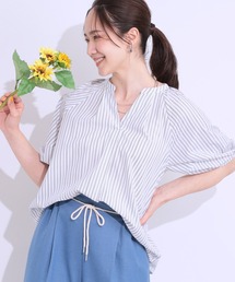 DRESKIP | 【洗える/S-LL】洗濯後しわになりにくい ランタンスリーブが女性らしい スキッパーブラウス(シャツ/ブラウス)