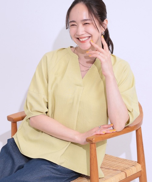 セール】【洗える/S-LL】洗濯後しわになりにくい 5分袖スキッパー