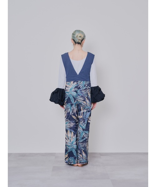 DOLLUPOOPS（ドールアップウップス）の「リーフプリントパンツ　オールインワン（つなぎ/オールインワン・レディース・ブラック/ベージュ・38）」の5枚目の写真