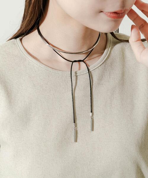 SMELLY（スメリー）の「メタルカーブスライドチョーカーネックレス（ネックレス・レディース・ブラック・-）」の6枚目の写真