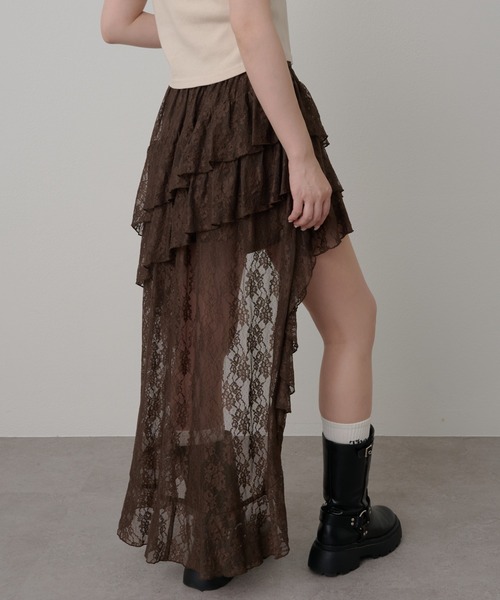 RAY CASSIN（レイカズン）の「イレヘムティアードレースSKT（スカート・レディース・ホワイト/ブラウン/ブラック・FREE）」の3枚目の写真