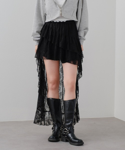 RAY CASSIN（レイカズン）の「イレヘムティアードレースSKT（スカート・レディース・ホワイト/ブラウン/ブラック・FREE）」の2枚目の写真