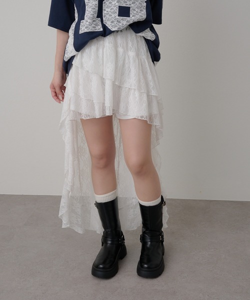 RAY CASSIN（レイカズン）の「イレヘムティアードレースSKT（スカート・レディース・ホワイト/ブラウン/ブラック・FREE）」の6枚目の写真