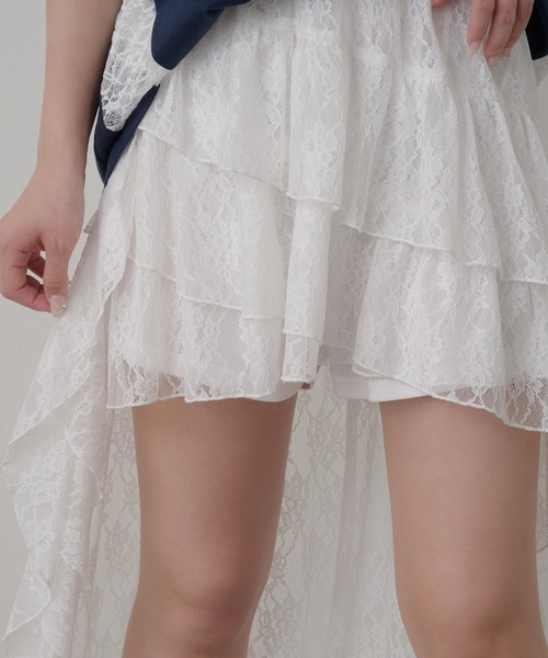 RAY CASSIN（レイカズン）の「イレヘムティアードレースSKT（スカート・レディース・ホワイト/ブラウン/ブラック・FREE）」の4枚目の写真