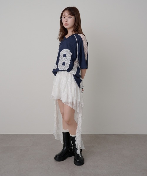 RAY CASSIN（レイカズン）の「イレヘムティアードレースSKT（スカート・レディース・ホワイト/ブラウン/ブラック・FREE）」の8枚目の写真