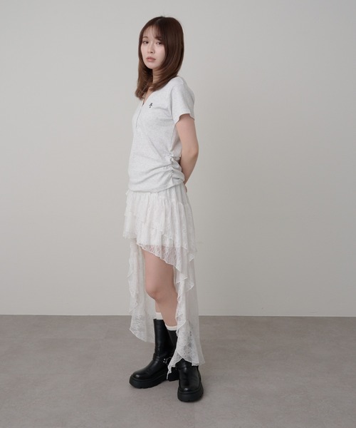 RAY CASSIN（レイカズン）の「イレヘムティアードレースSKT（スカート・レディース・ホワイト/ブラウン/ブラック・FREE）」の12枚目の写真