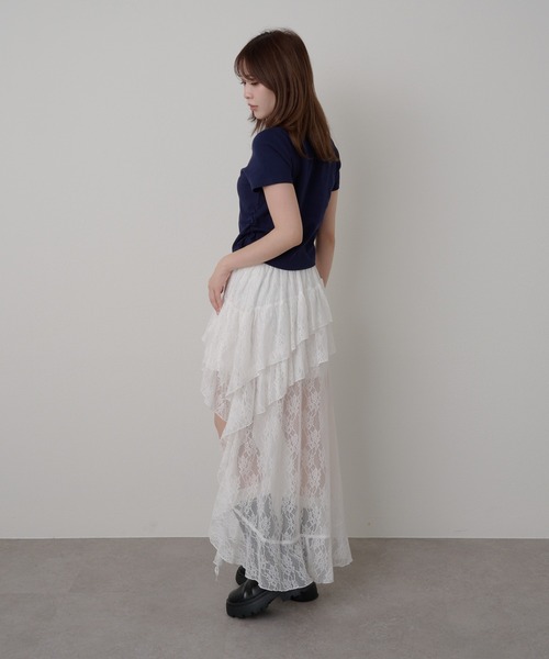RAY CASSIN（レイカズン）の「イレヘムティアードレースSKT（スカート・レディース・ホワイト/ブラウン/ブラック・FREE）」の14枚目の写真