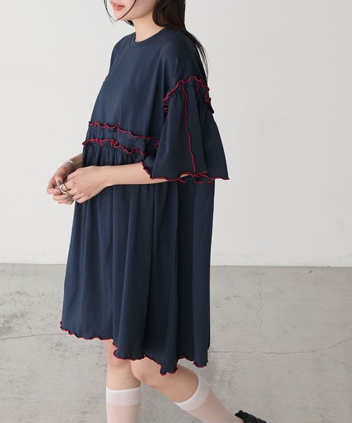 【極美品18700円】ナラカミーチェ♦️夏✨フロントフリルフレアスリーブ 極美品18700円】ナラカミーチェ♦️夏✨フロントフリルフレア
