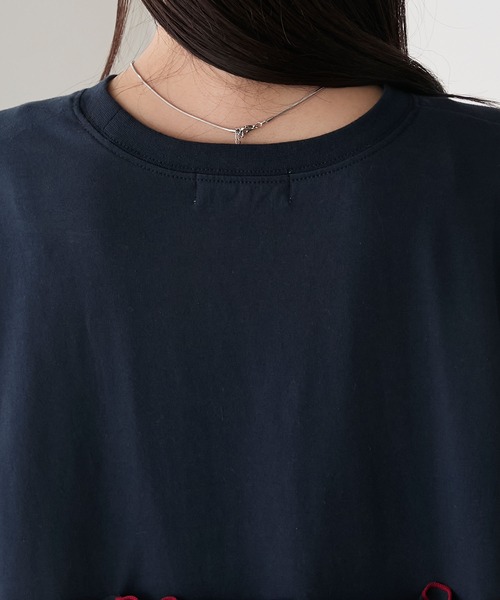 forksy.（フォルクシー）の「【forksy.】フレアスリーブ ハイウエスト切替 フリルメローオーバーサイズTシャツ（Tシャツ/カットソー・レディース・ブラック/ネイビー/オフホワイト・FREE）」の17枚目の写真