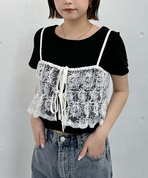 archives（アルシーヴ）の「レース刺繍ビスチェ（その他トップス・レディース・モカ/ブラック/オフホワイト・MEDIUM）」の2枚目の写真