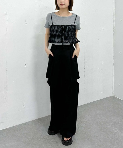 【やーさん様】アイボリー レースアップ ビスチェ セール】レース刺繍ビスチェ（その他トップス）｜archives