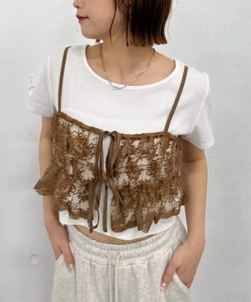 archives（アルシーヴ）の「レース刺繍ビスチェ（その他トップス・レディース・モカ/ブラック/オフホワイト・MEDIUM）」の16枚目の写真