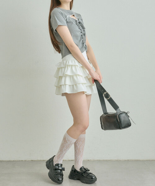 OLIVE des OLIVE（オリーブデオリーブ）の「レースソックス（ソックス/靴下・レディース・ホワイト/ブラック・FREE）」の5枚目の写真