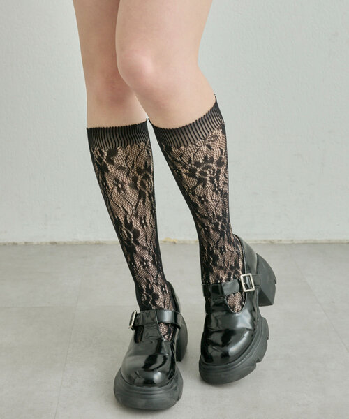 OLIVE des OLIVE（オリーブデオリーブ）の「レースソックス（ソックス/靴下・レディース・ホワイト/ブラック・FREE）」の4枚目の写真