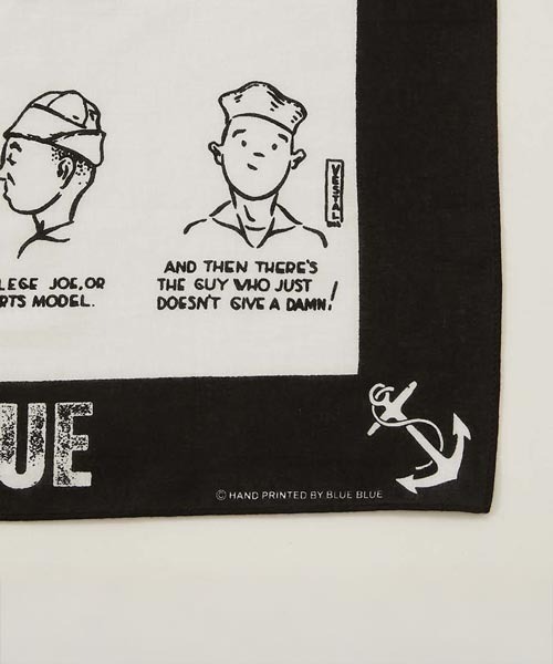 BLUE BLUE（ブルーブルー）の「SQUARE YOUR HAT ﾊﾞﾝﾀﾞﾅ（バンダナ/スカーフ・メンズ・ホワイト/ブラック・ONE SIZE）」の3枚目の写真