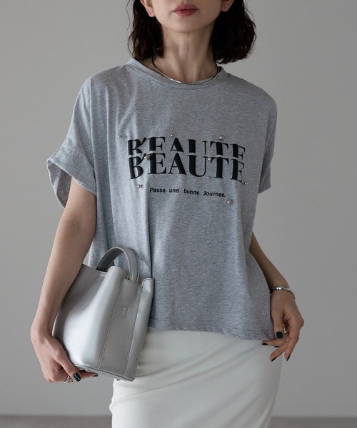 each(イーチ)の「スタッズロゴ半袖Tシャツ(Tシャツ/カットソー・レディース・グレー/ブラック/ホワイト・FREE)」の3枚目の写真