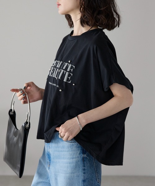 each(イーチ)の「スタッズロゴ半袖Tシャツ(Tシャツ/カットソー・レディース・グレー/ブラック/ホワイト・FREE)」の13枚目の写真