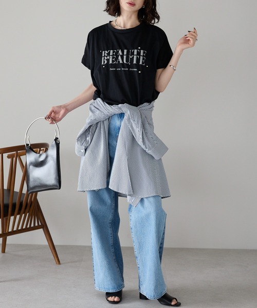 each(イーチ)の「スタッズロゴ半袖Tシャツ(Tシャツ/カットソー・レディース・グレー/ブラック/ホワイト・FREE)」の7枚目の写真