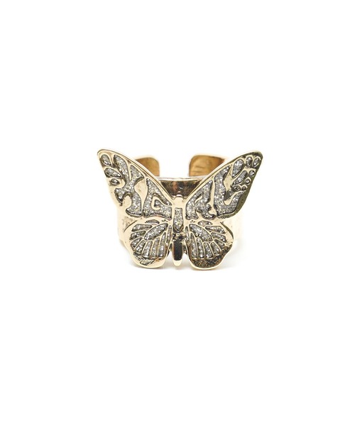 X-girl(エックスガール)の「RHINESTONE BUTTERFLY LOGO RING(リング・レディース・シルバー/ゴールド・ONE SIZE)」の4枚目の写真