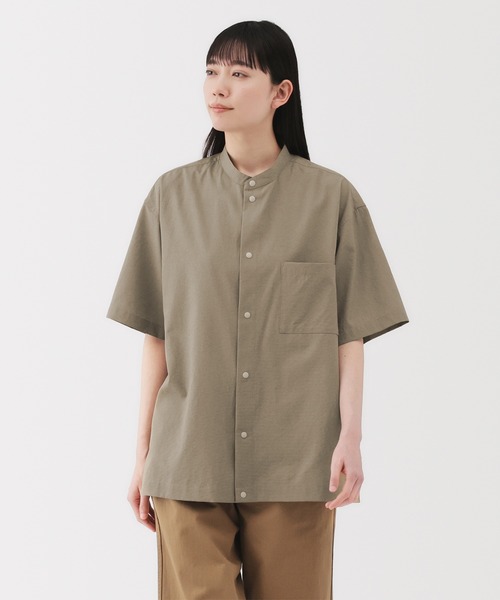 無印良品（ムジルシリョウヒン）の「紳士　風を通すスタンドカラー半袖シャツ（シャツ/ブラウス・メンズ・ブラック/ブラウン系/ダークネイビー・S/L/XL）」の11枚目の写真