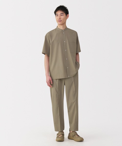 無印良品（ムジルシリョウヒン）の「紳士　風を通すスタンドカラー半袖シャツ（シャツ/ブラウス・メンズ・ブラック/ブラウン系/ダークネイビー・S/L/XL）」の12枚目の写真