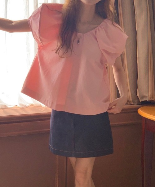 DAY CLOSET(デイ クローゼット)の「レディース ふんわりぽわん袖のラウンドネックバックリボンブラウス(シャツ/ブラウス・レディース・ブラック/ピンク・FREE)」の9枚目の写真