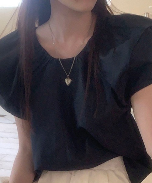 DAY CLOSET(デイ クローゼット)の「レディース ふんわりぽわん袖のラウンドネックバックリボンブラウス(シャツ/ブラウス・レディース・ブラック/ピンク・FREE)」の13枚目の写真
