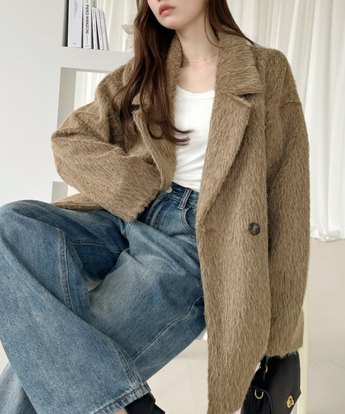 Ada.(エイダ)の「シャギー ダブル ジャケット コート(テーラードジャケット・レディース・アッシュグレー/キャメル/チャコール・FREE)」の6枚目の写真