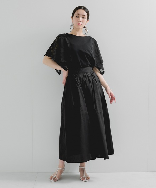 le cercle ADAM ET ROPE'（ルセルクルアダムエロペ）の「袖レースプルオーバー（Tシャツ/カットソー・レディース・ブラック/ホワイト・FREE）」の4枚目の写真