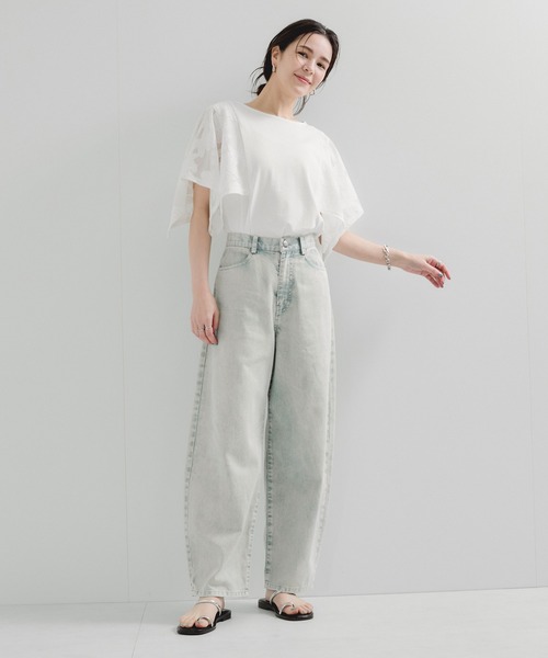 le cercle ADAM ET ROPE'（ルセルクルアダムエロペ）の「袖レースプルオーバー（Tシャツ/カットソー・レディース・ブラック/ホワイト・FREE）」の5枚目の写真