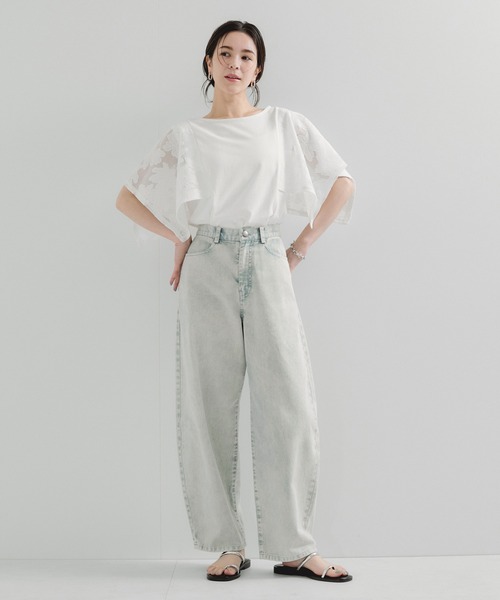 le cercle ADAM ET ROPE'（ルセルクルアダムエロペ）の「袖レースプルオーバー（Tシャツ/カットソー・レディース・ブラック/ホワイト・FREE）」の6枚目の写真