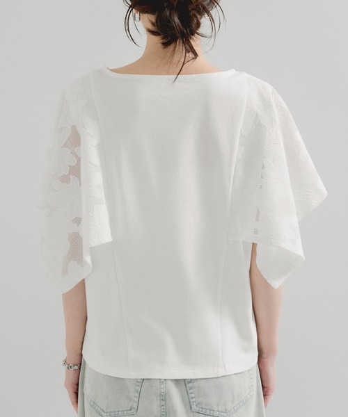 le cercle ADAM ET ROPE'（ルセルクルアダムエロペ）の「袖レースプルオーバー（Tシャツ/カットソー・レディース・ブラック/ホワイト・FREE）」の13枚目の写真