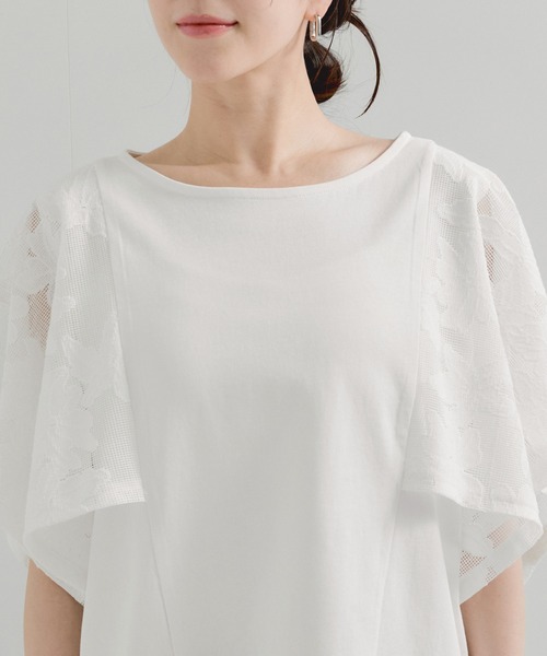 le cercle ADAM ET ROPE'（ルセルクルアダムエロペ）の「袖レースプルオーバー（Tシャツ/カットソー・レディース・ブラック/ホワイト・FREE）」の14枚目の写真