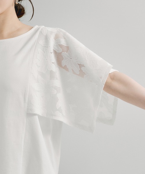 le cercle ADAM ET ROPE'（ルセルクルアダムエロペ）の「袖レースプルオーバー（Tシャツ/カットソー・レディース・ブラック/ホワイト・FREE）」の15枚目の写真