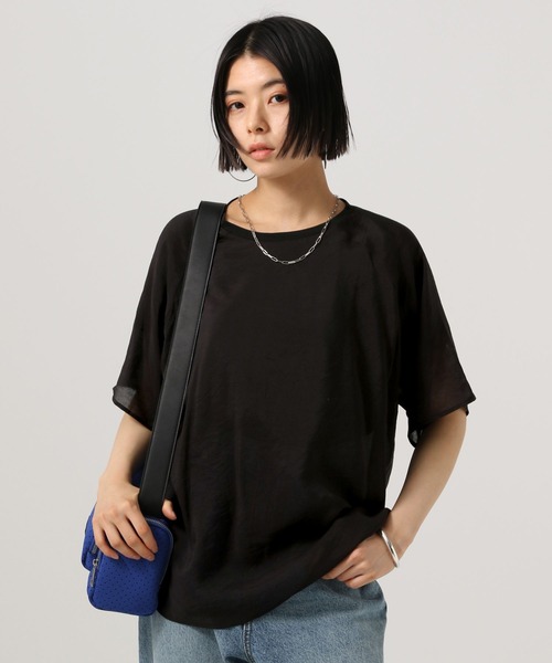 BAYFLOW（ベイフロー）の「シアーレイヤード半袖T（Tシャツ/カットソー・レディース・レンガ/オフホワイト/ブラック・FREE）」の16枚目の写真